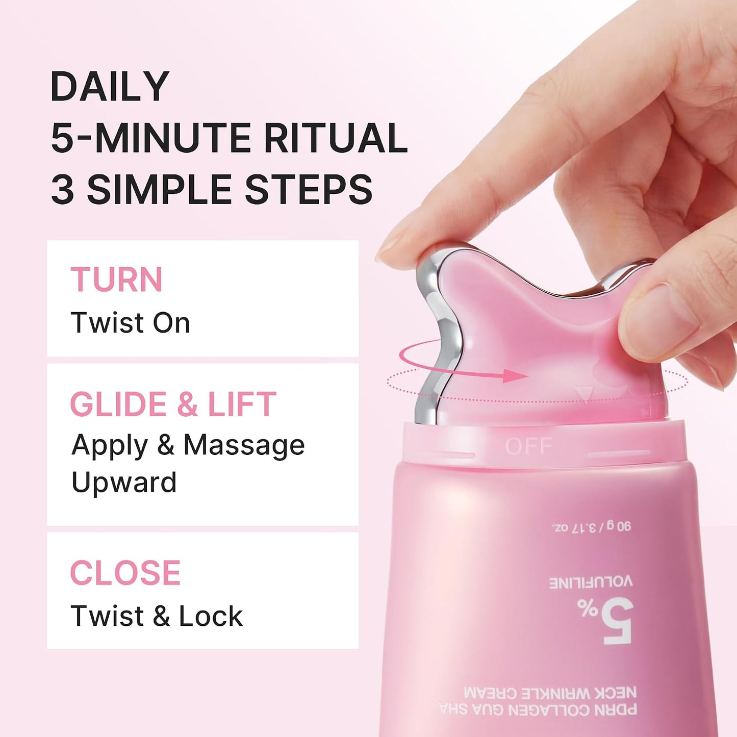 PDRN Collagen Gua Sha Neck Wrinkle Cream – Firming Neck Cream with Built-In Gua Sha Massager for Neck & Jawline Care